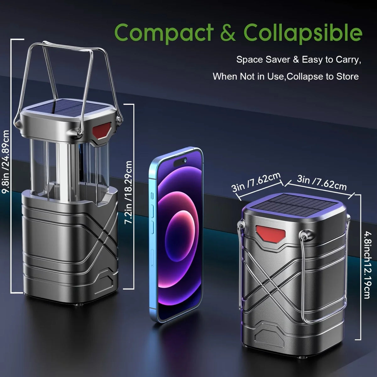 Rechargeable Solar Camping Lantern With LED Flashlight For Emergencies