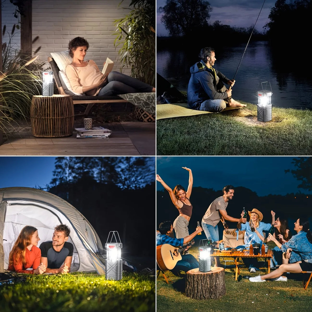 Rechargeable Solar Camping Lantern With LED Flashlight For Emergencies