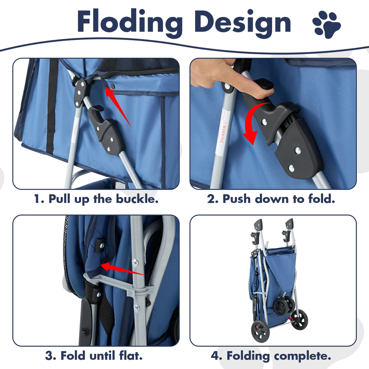 DUMOS Foldable 3 Wheel Pet Stroller For Dogs And Cats