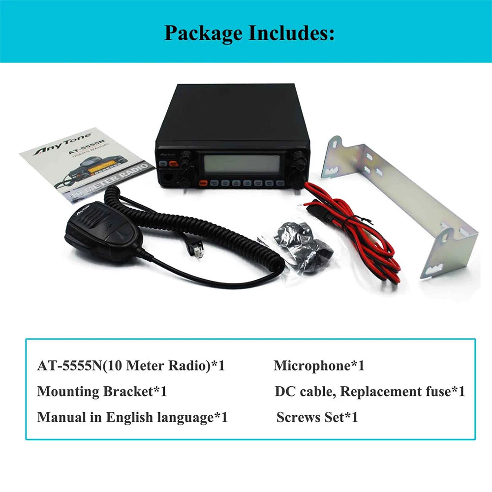 AnyTone AT-5555N II 10 Meter AM FM SSB Mobile Transceiver