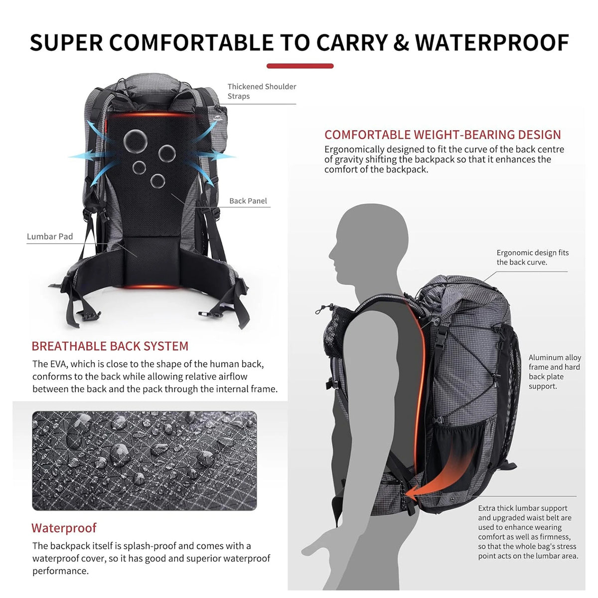 Naturehike Outdoor Hiking Backpack With Rain Cover And Large Capacity