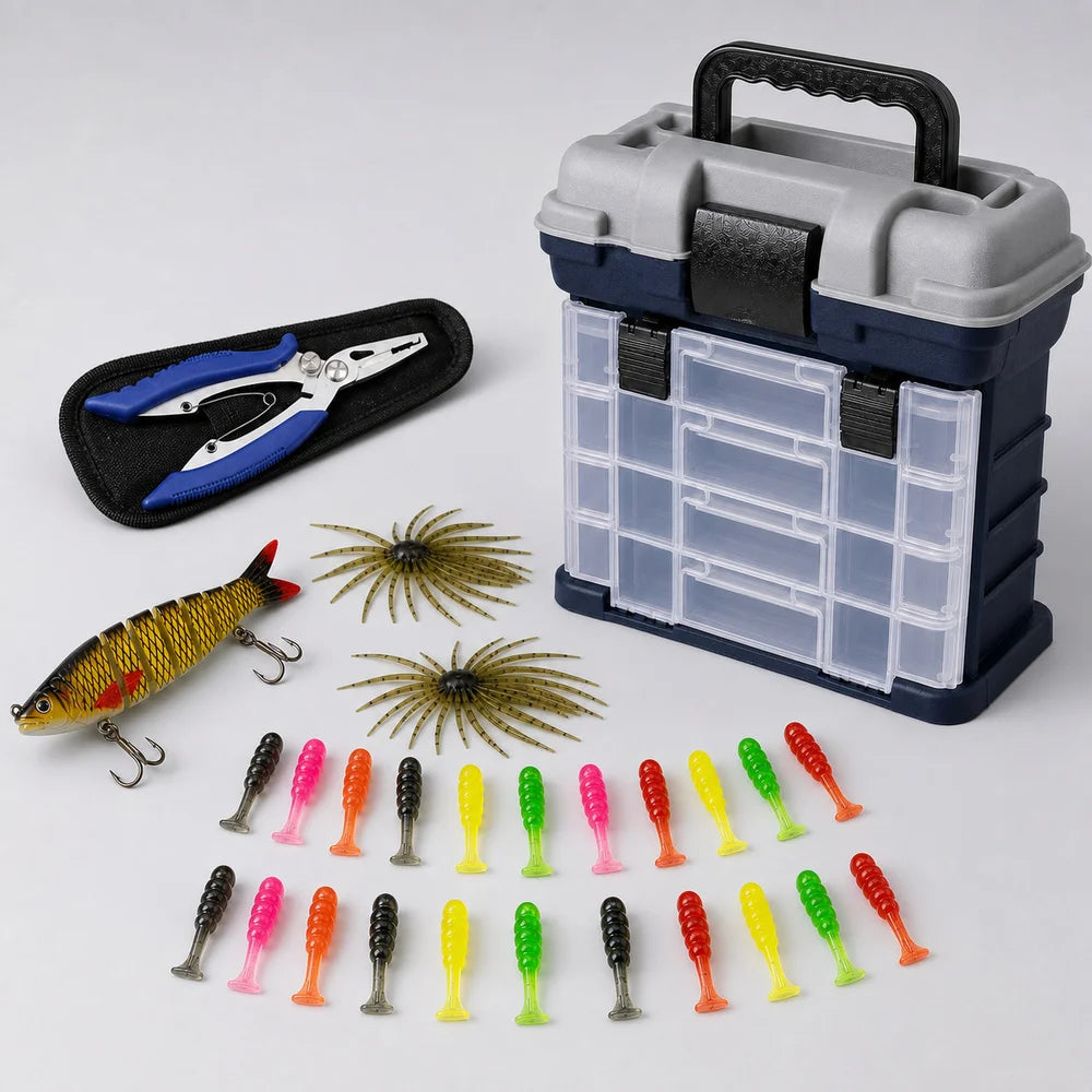 Zoe Fishing Tackle Box Kit With Pliers Lures Storage Organizer