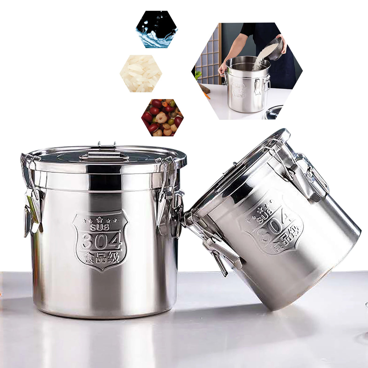 Stainless Steel Airtight Food Storage Container With Locking Clamp