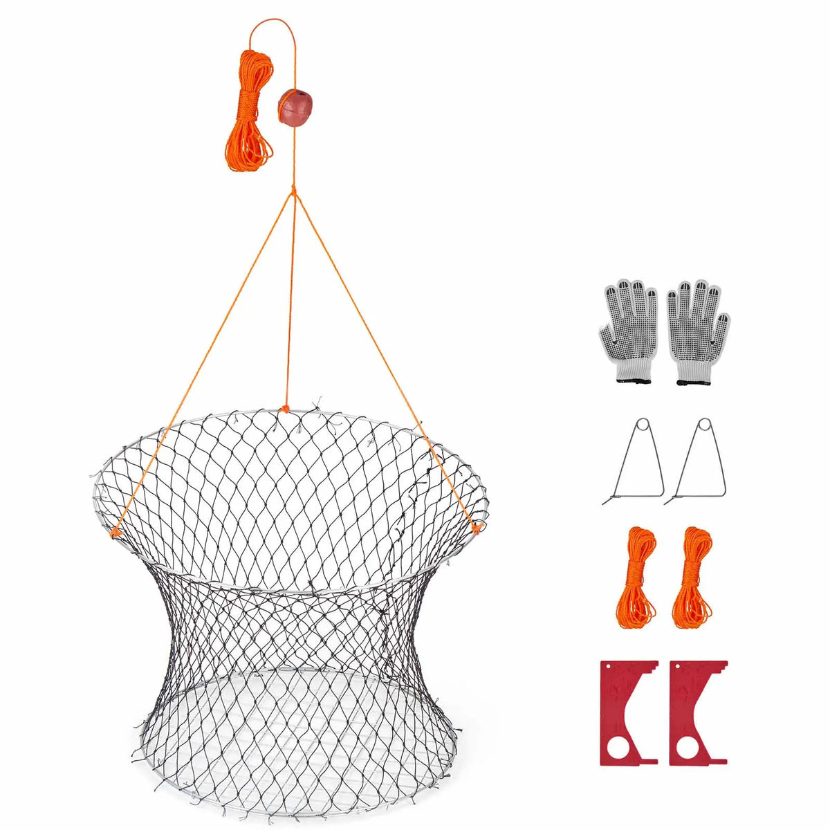 Premium Double Ring Foldable Crab Trap Fishing Net Set