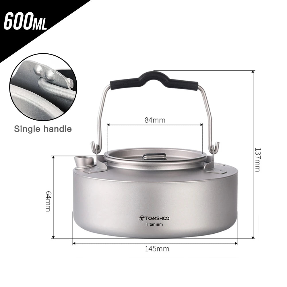 Tomshoo Portable Titanium Camping Water Kettle For Hiking