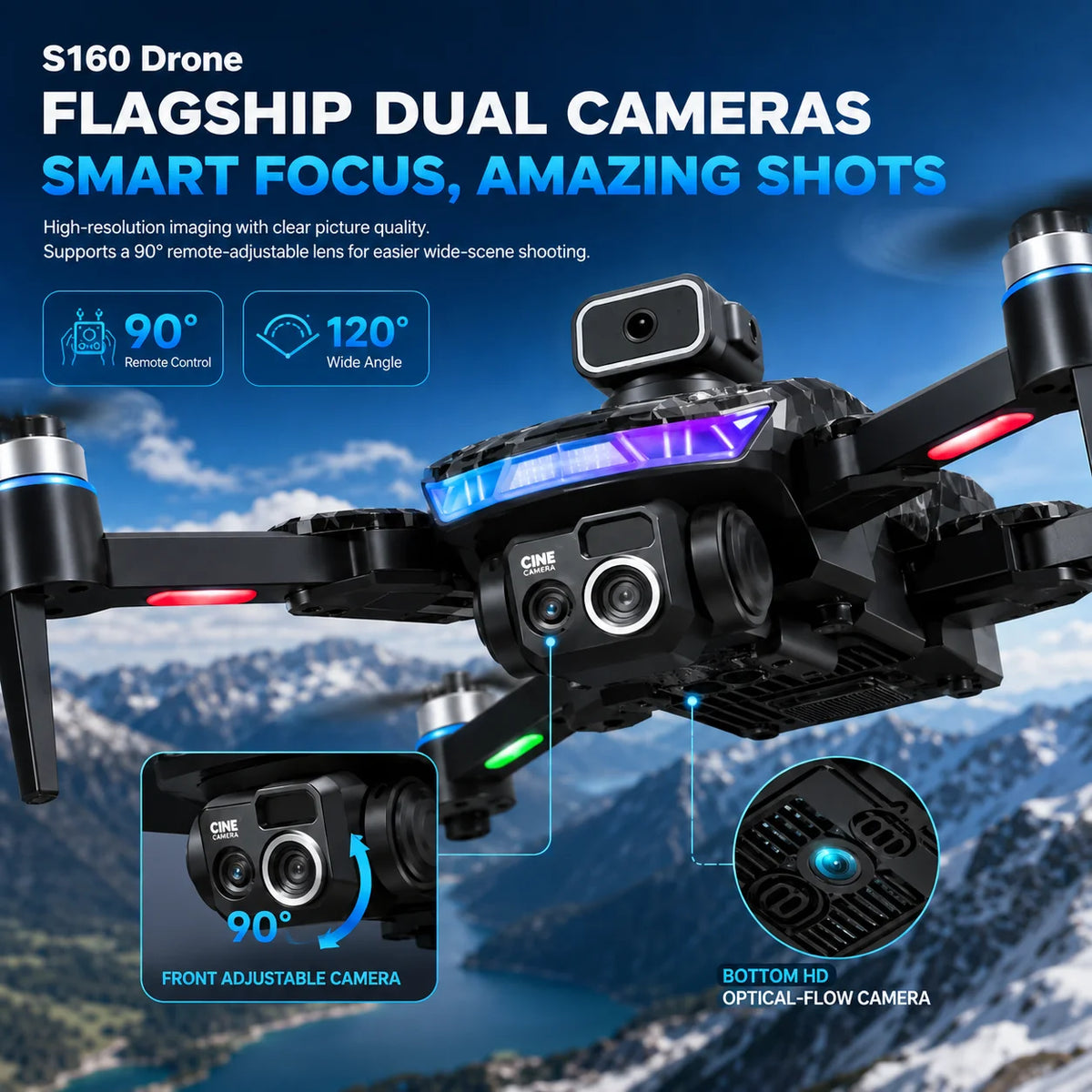 ZNLYRION Foldable Brushless Drone With Dual HD Cameras