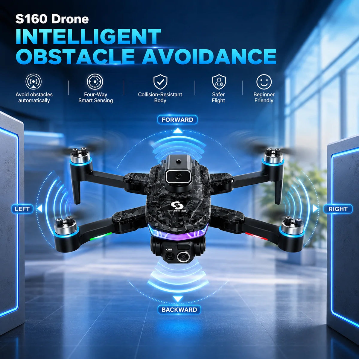 ZNLYRION Foldable Brushless Drone With Dual HD Cameras