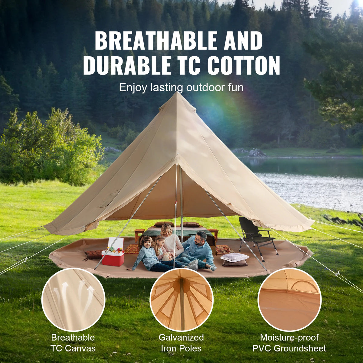 SucceBuy Canvas Bell Tent For Winter Outdoor Camping Stove