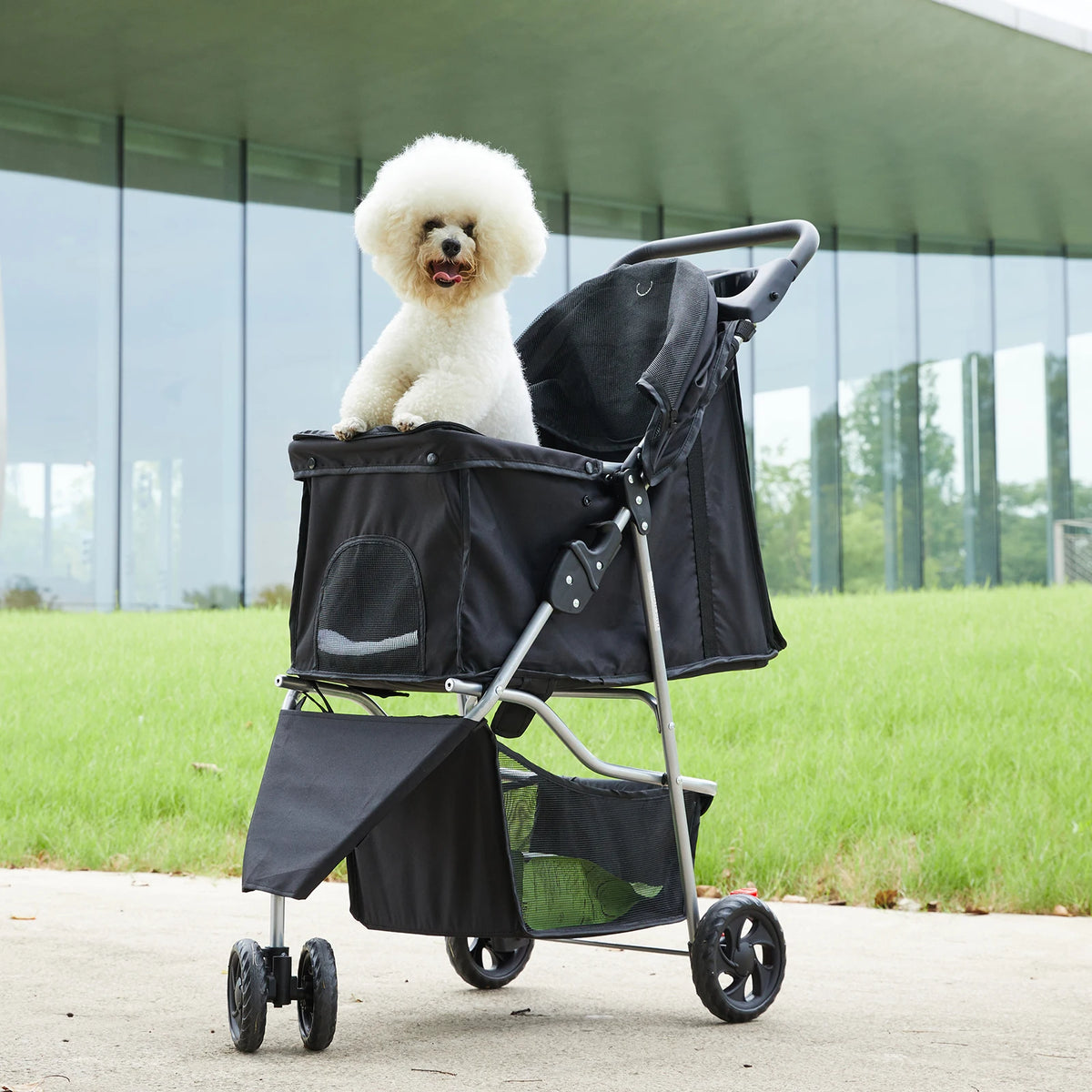 DUMOS Foldable 3 Wheel Pet Stroller For Dogs And Cats