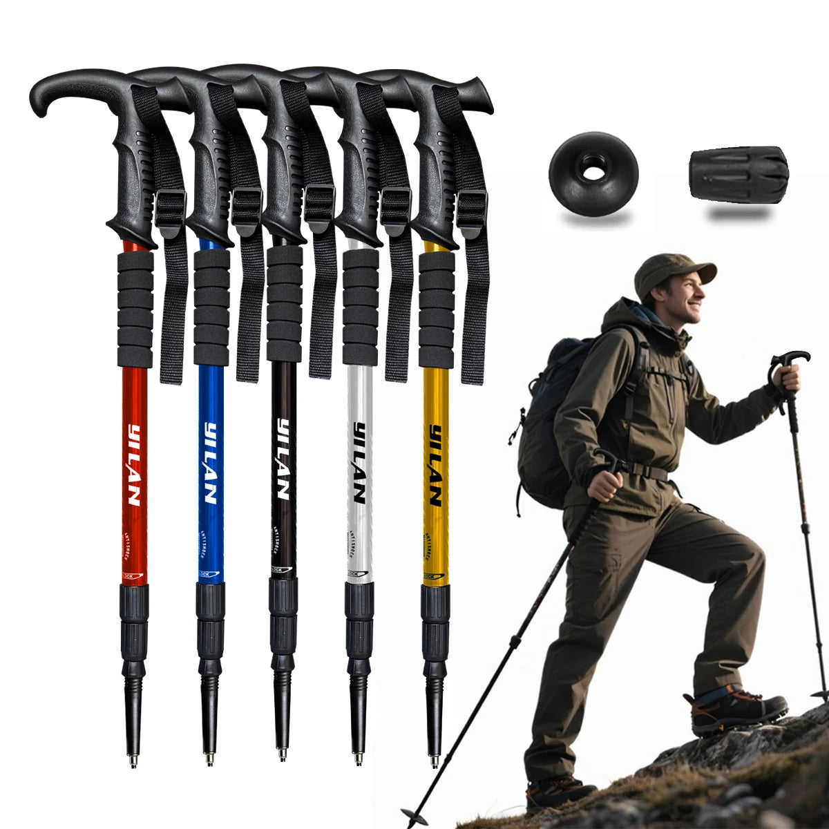 Ultralight Shock Absorbing Aluminum Hiking Poles For Trekking