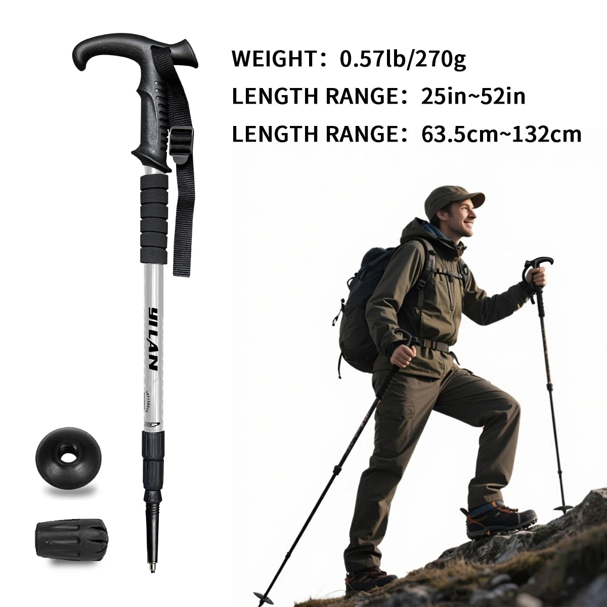 Ultralight Shock Absorbing Aluminum Hiking Poles For Trekking
