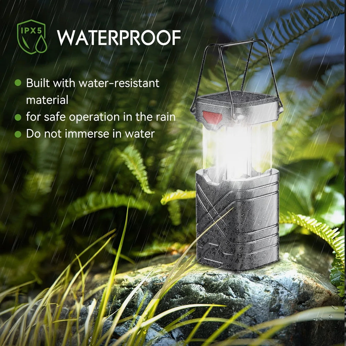 Rechargeable Solar Camping Lantern With LED Flashlight For Emergencies