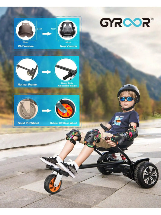 GYROSHOES Hoverboard Go Kart Attachment With Adjustable Frame