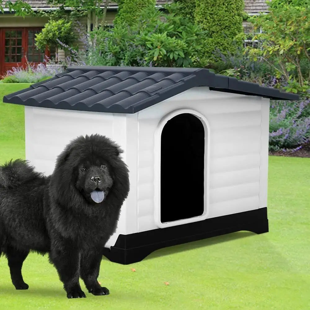 Durable Plastic Dog House With Ventilated Indoor Outdoor Shelter