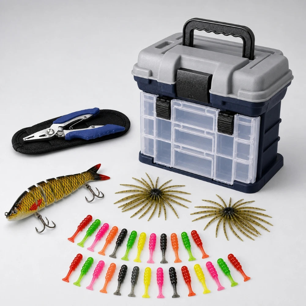 Zoe Fishing Tackle Box Kit With Pliers Lures Storage Organizer