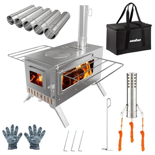 Portable Wood Burning Tent Stove For Outdoor Heating And Cooking