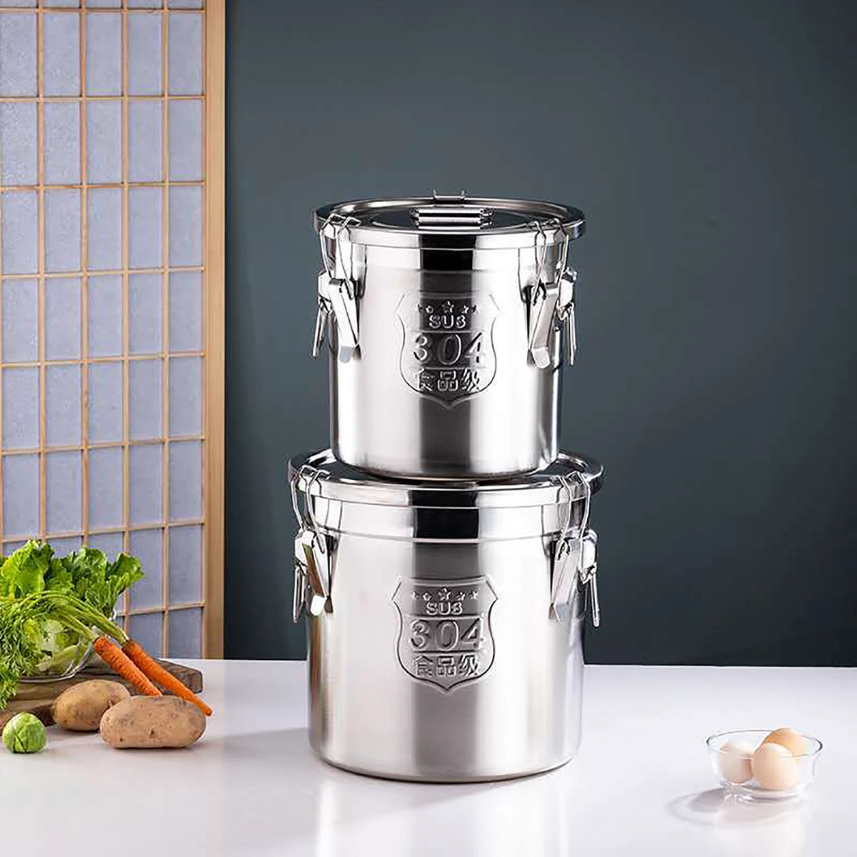 Stainless Steel Airtight Food Storage Container With Locking Clamp