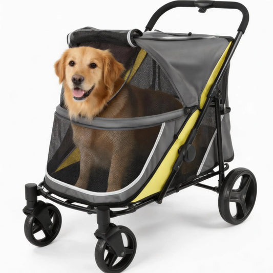 Robust All Terrain Dog Stroller Wagon Featuring Breathable Canopy Basket