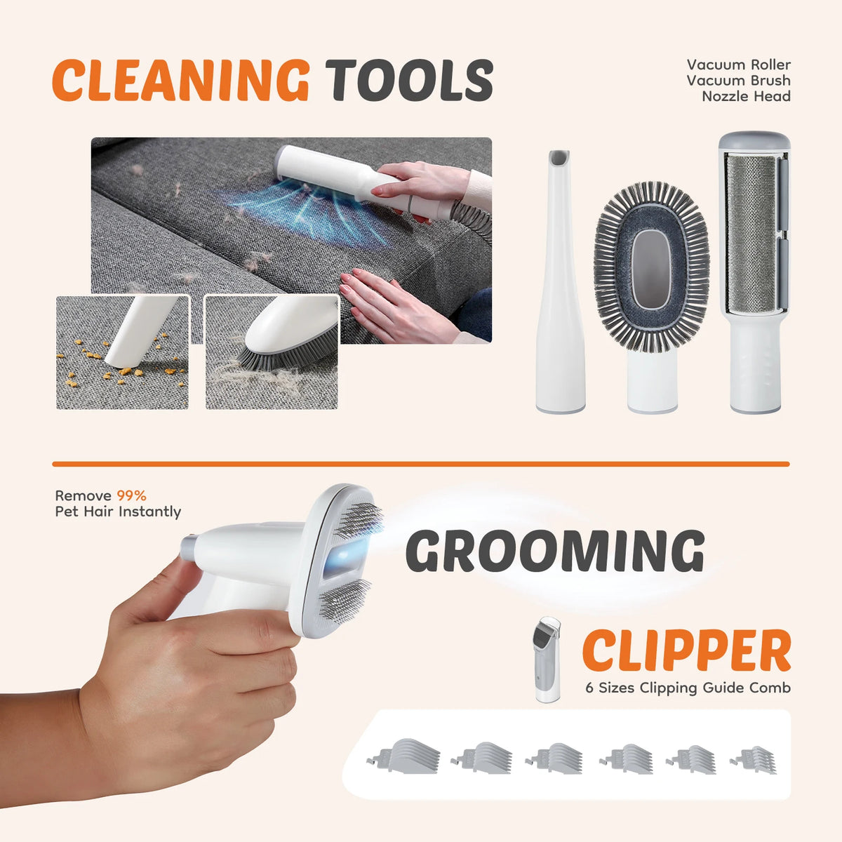 Professional Pet Grooming Vacuum Kit With Quiet Cordless Clippers
