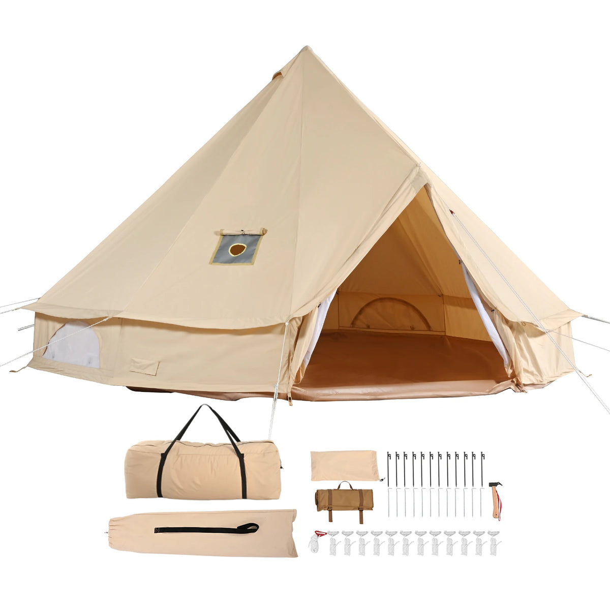 SucceBuy Canvas Bell Tent For Winter Outdoor Camping Stove