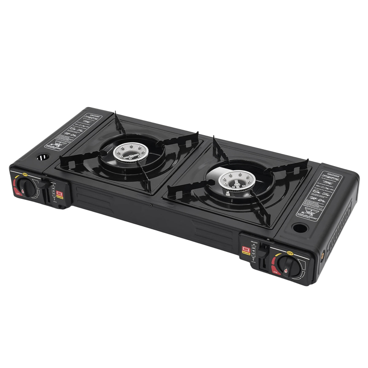 Double Burner Gas Stove With Piezo Ignition And Carry Case