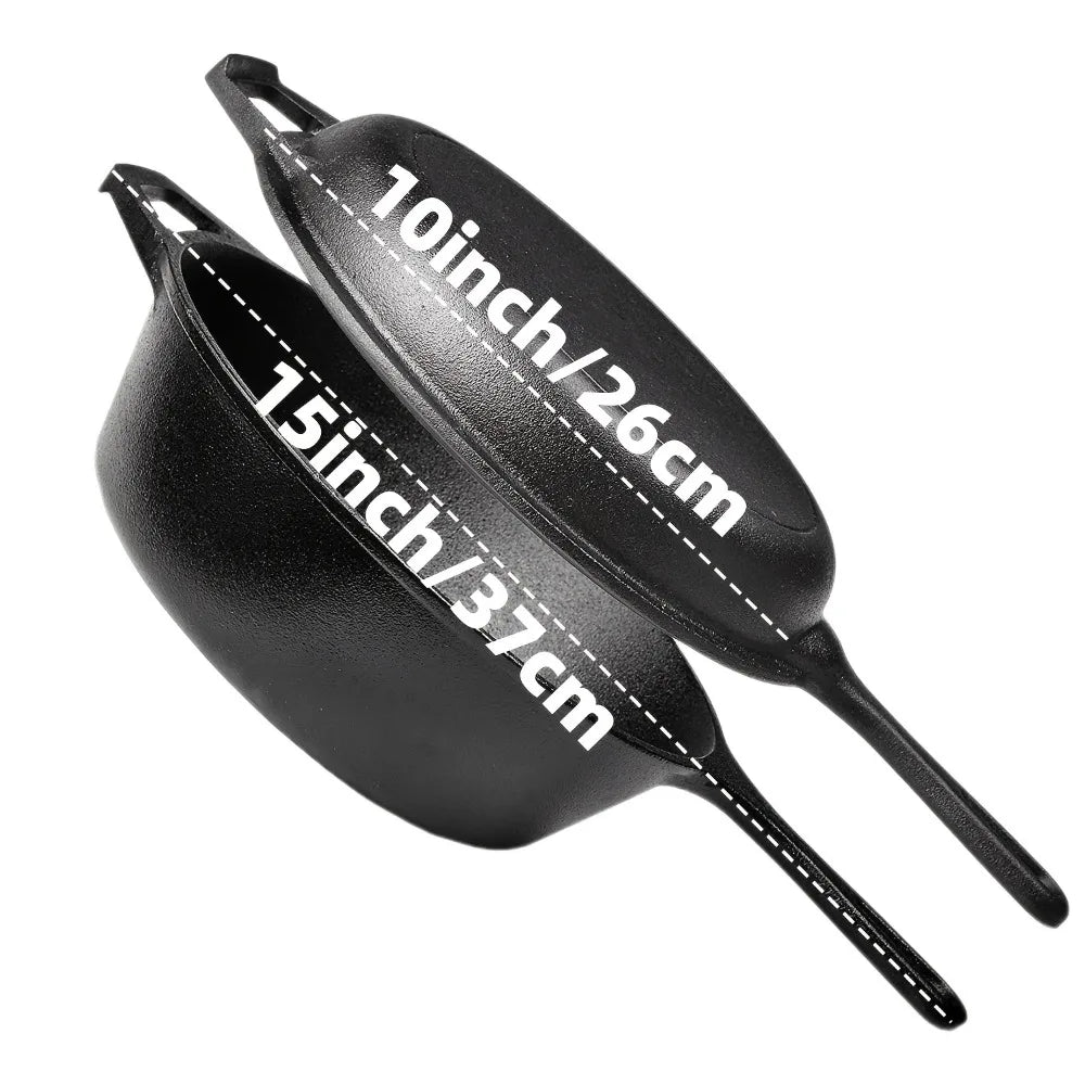 Pre Seasoned Cast Iron Skillet Set for Indoor Outdoor Cooking