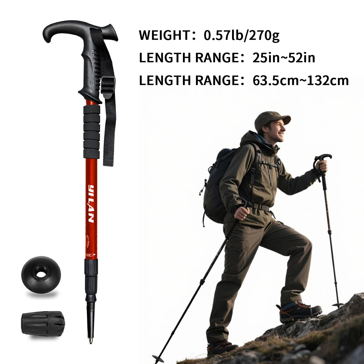 Ultralight Shock Absorbing Aluminum Hiking Poles For Trekking