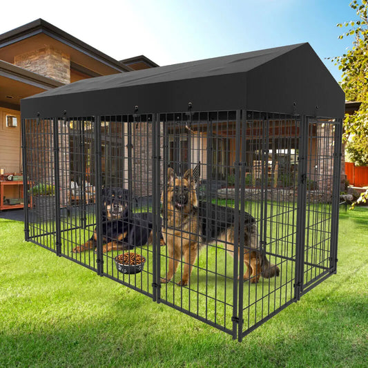 Heavy Duty Iron Dog Cage With Roof For Outdoor Kennel