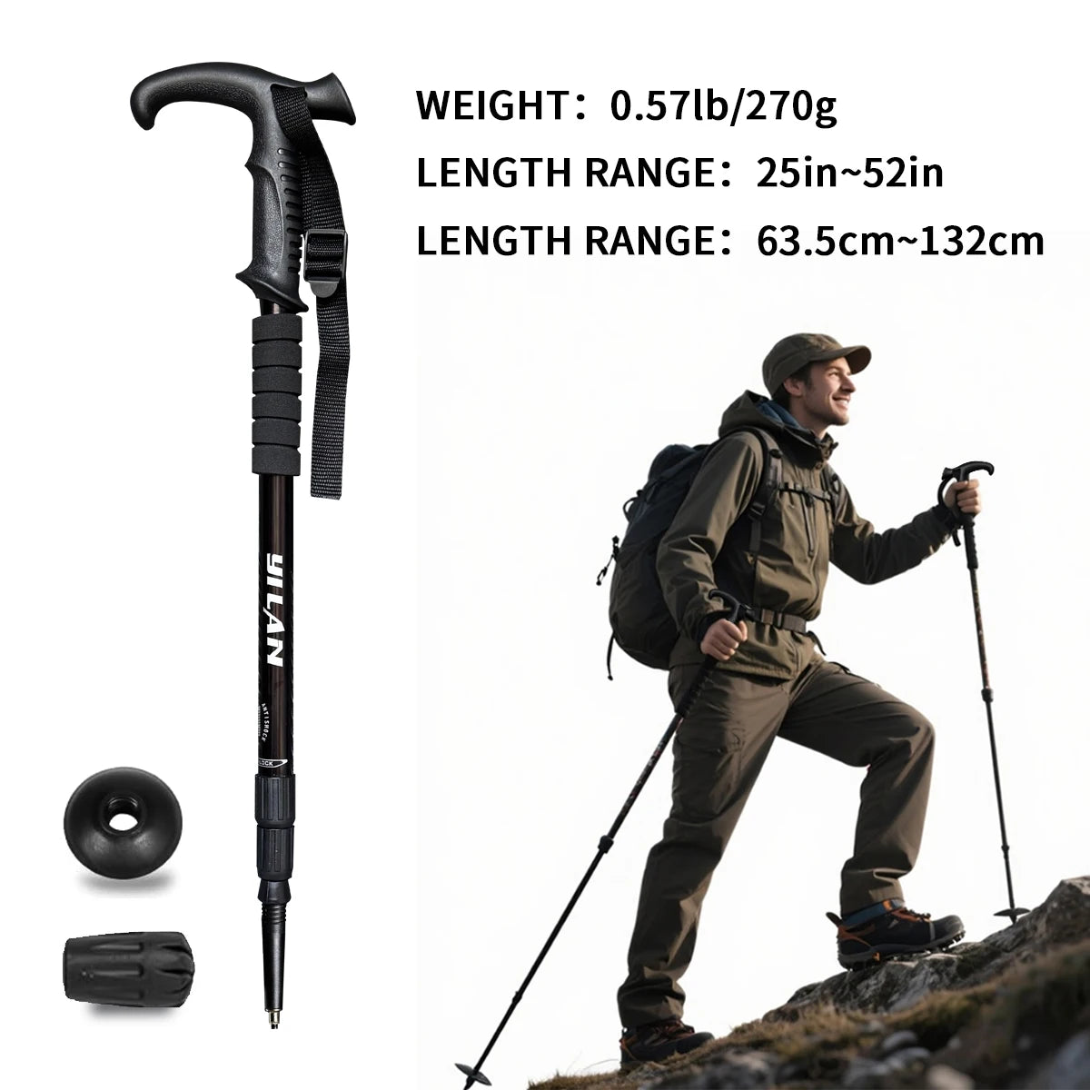 Ultralight Shock Absorbing Aluminum Hiking Poles For Trekking