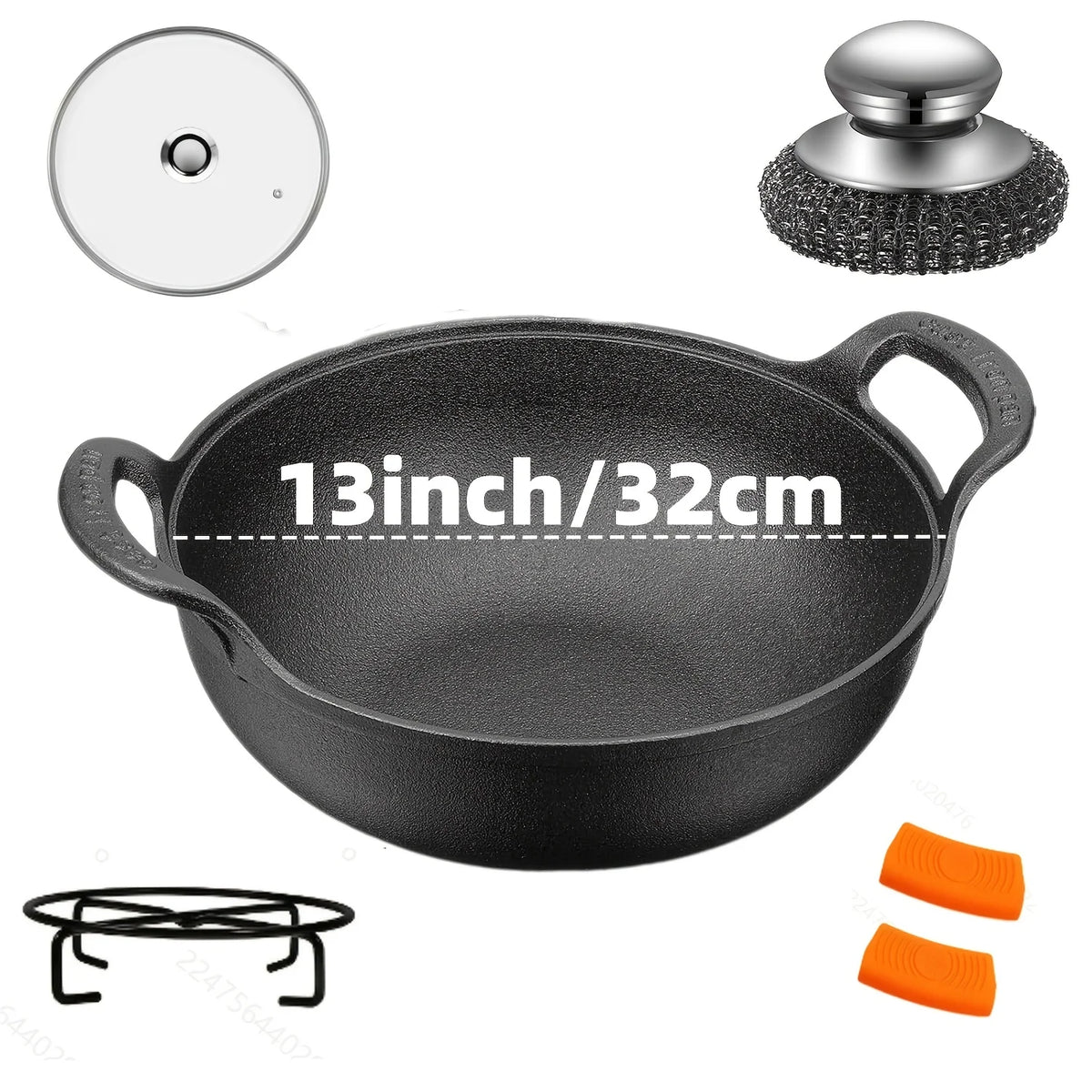 Pre Seasoned Cast Iron Skillet Set for Indoor Outdoor Cooking