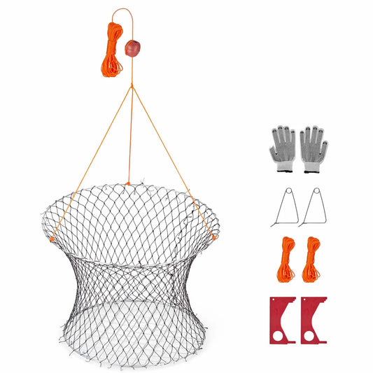 Premium Double Ring Foldable Crab Trap Fishing Net Set