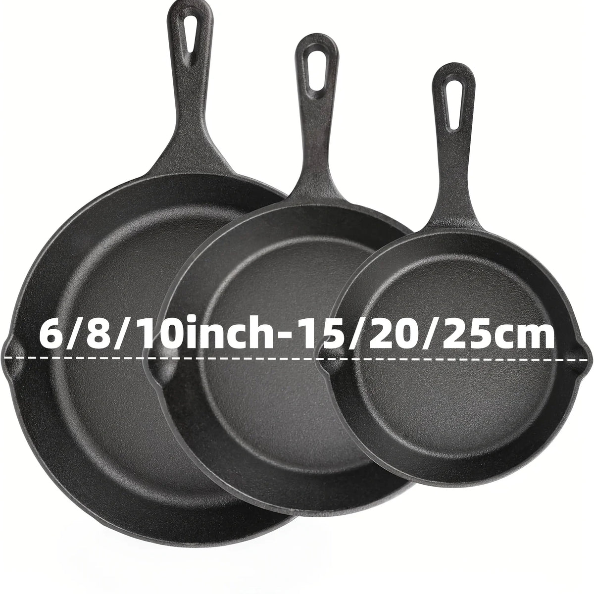Pre Seasoned Cast Iron Skillet Set for Indoor Outdoor Cooking