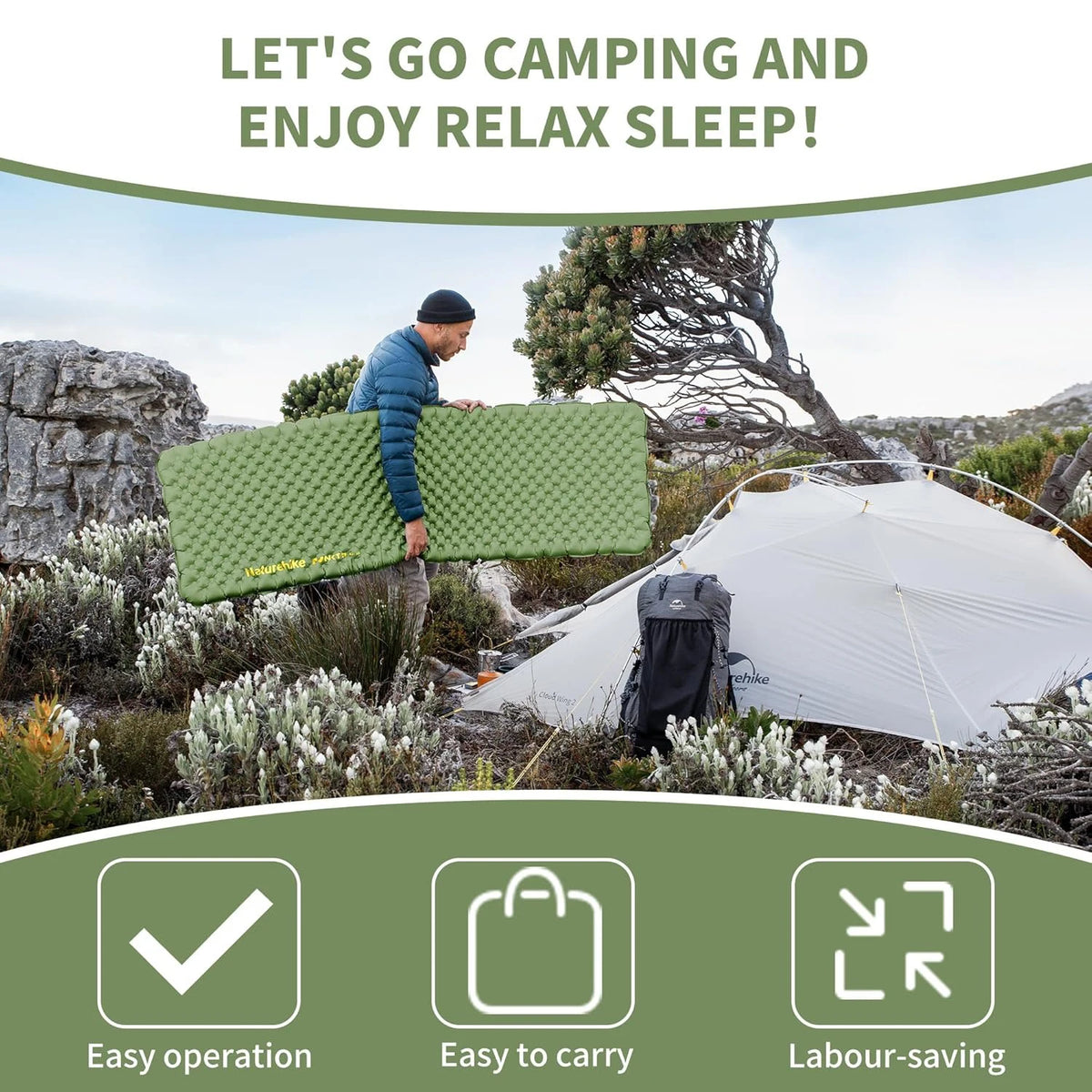 Naturehike Insulated Inflatable Sleeping Pad For Outdoor Camping
