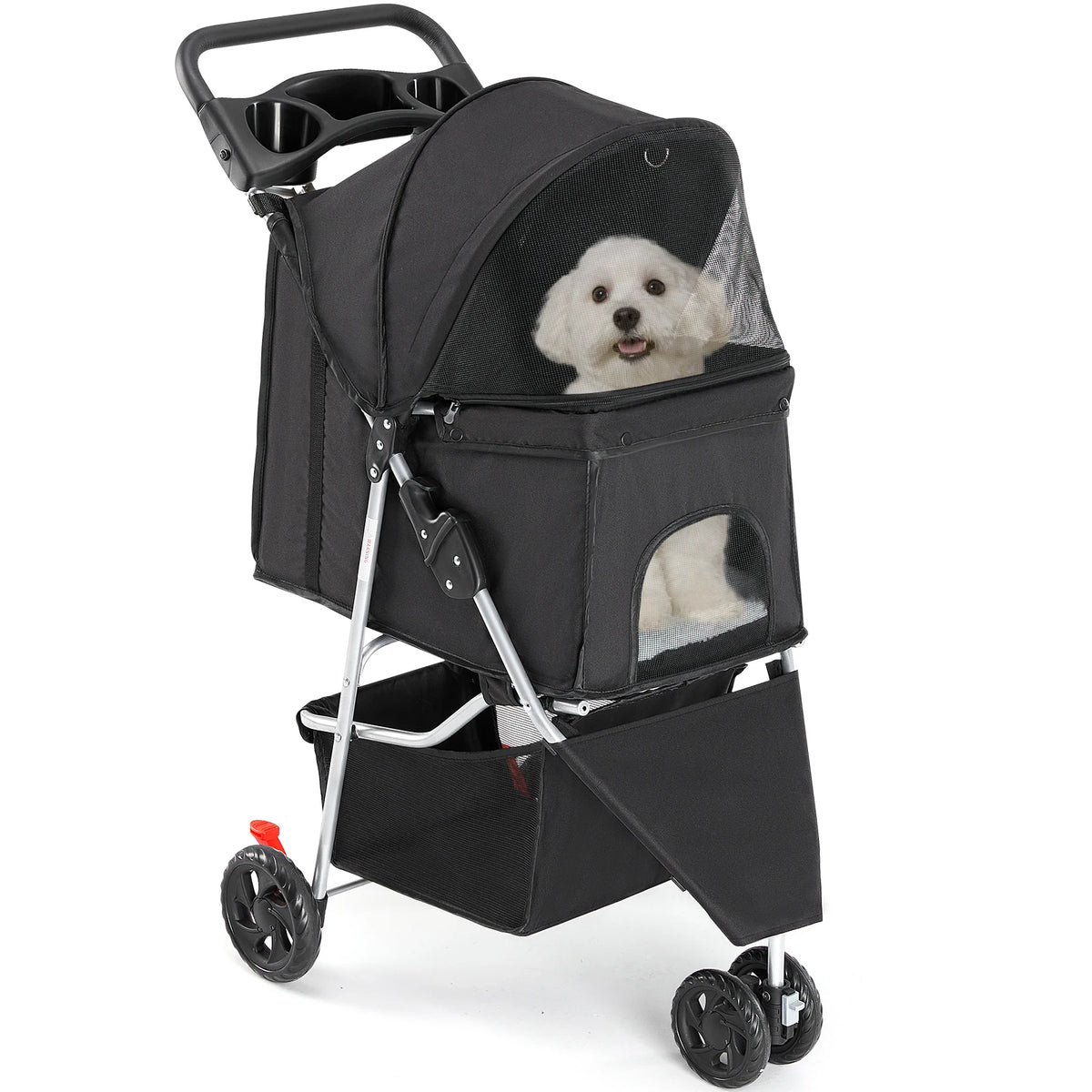 DUMOS Foldable 3 Wheel Pet Stroller For Dogs And Cats