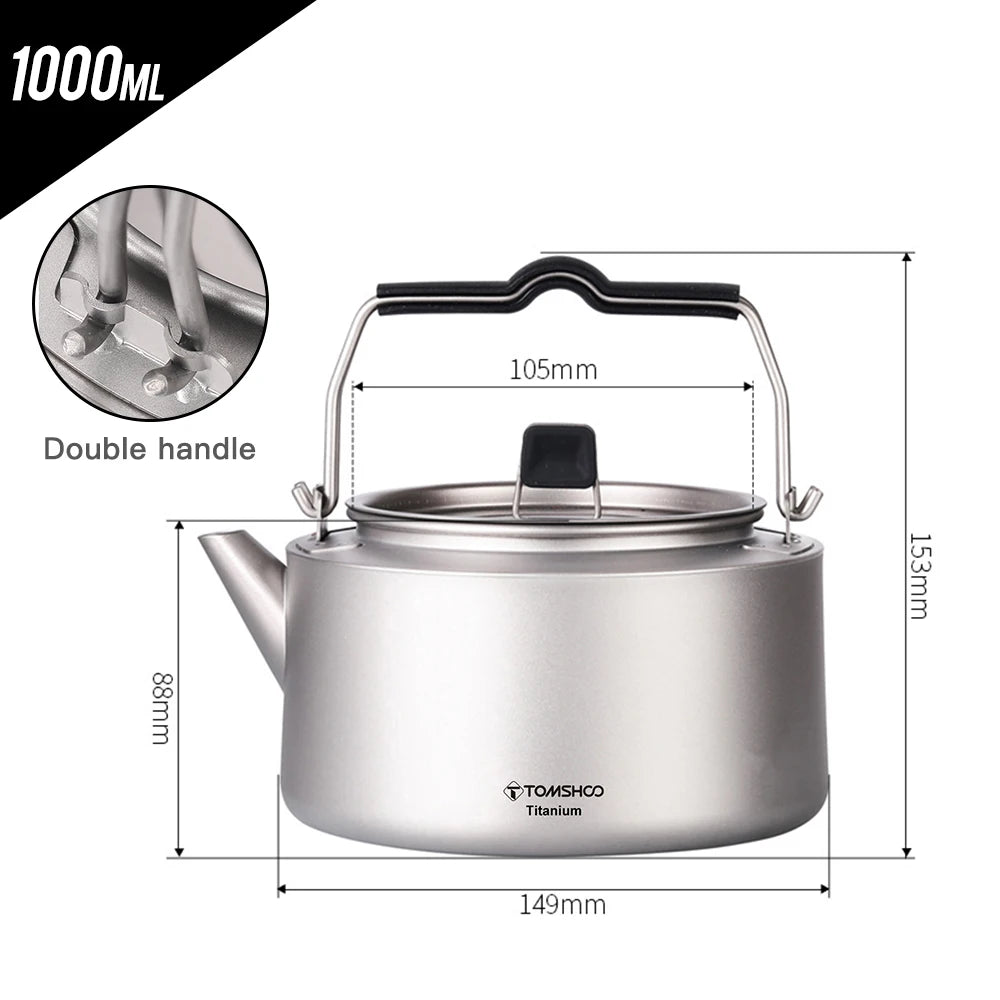 Tomshoo Portable Titanium Camping Water Kettle For Hiking