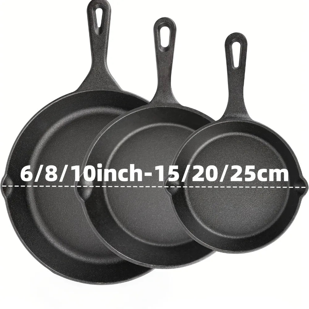 Pre Seasoned Cast Iron Skillet Set for Indoor Outdoor Cooking
