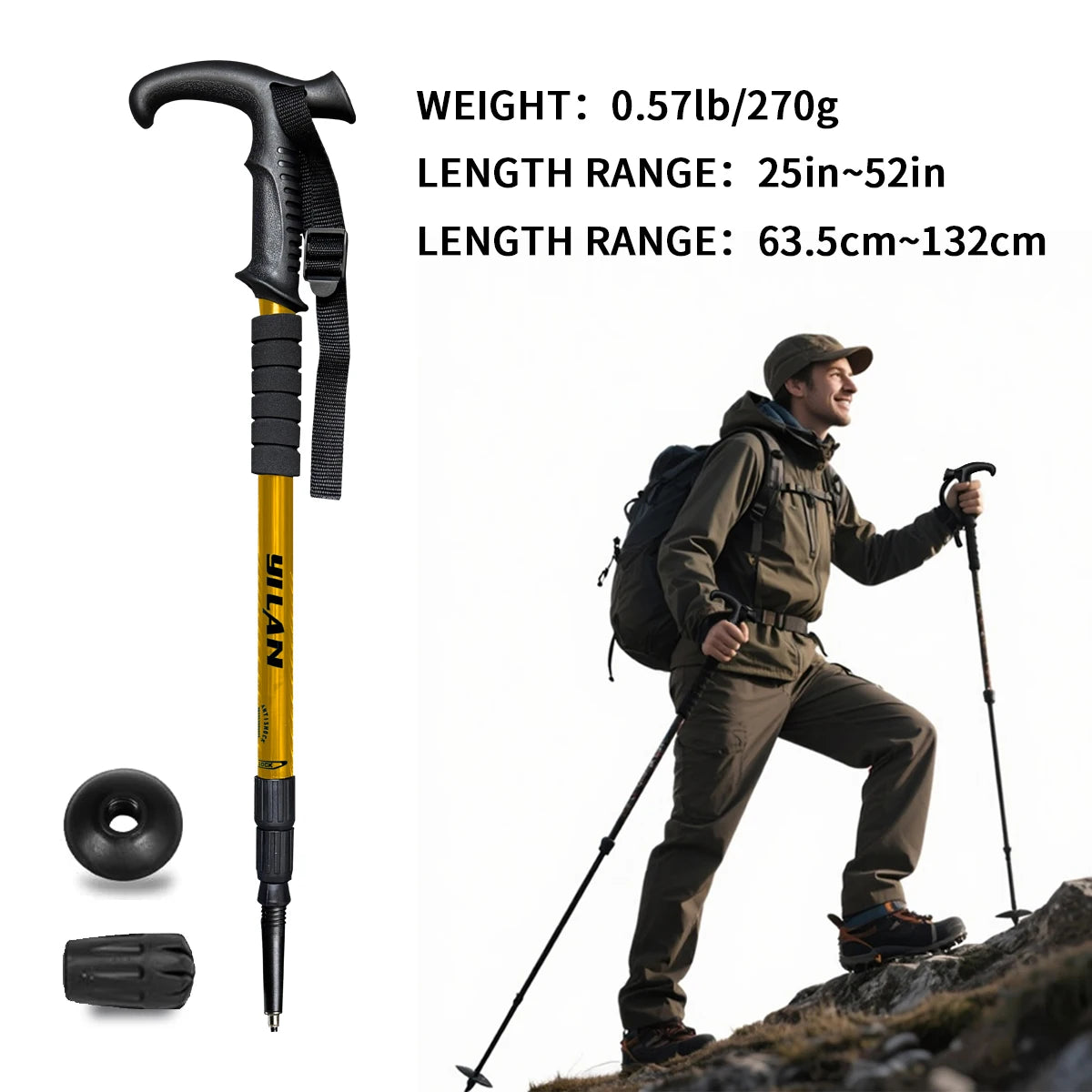 Ultralight Shock Absorbing Aluminum Hiking Poles For Trekking