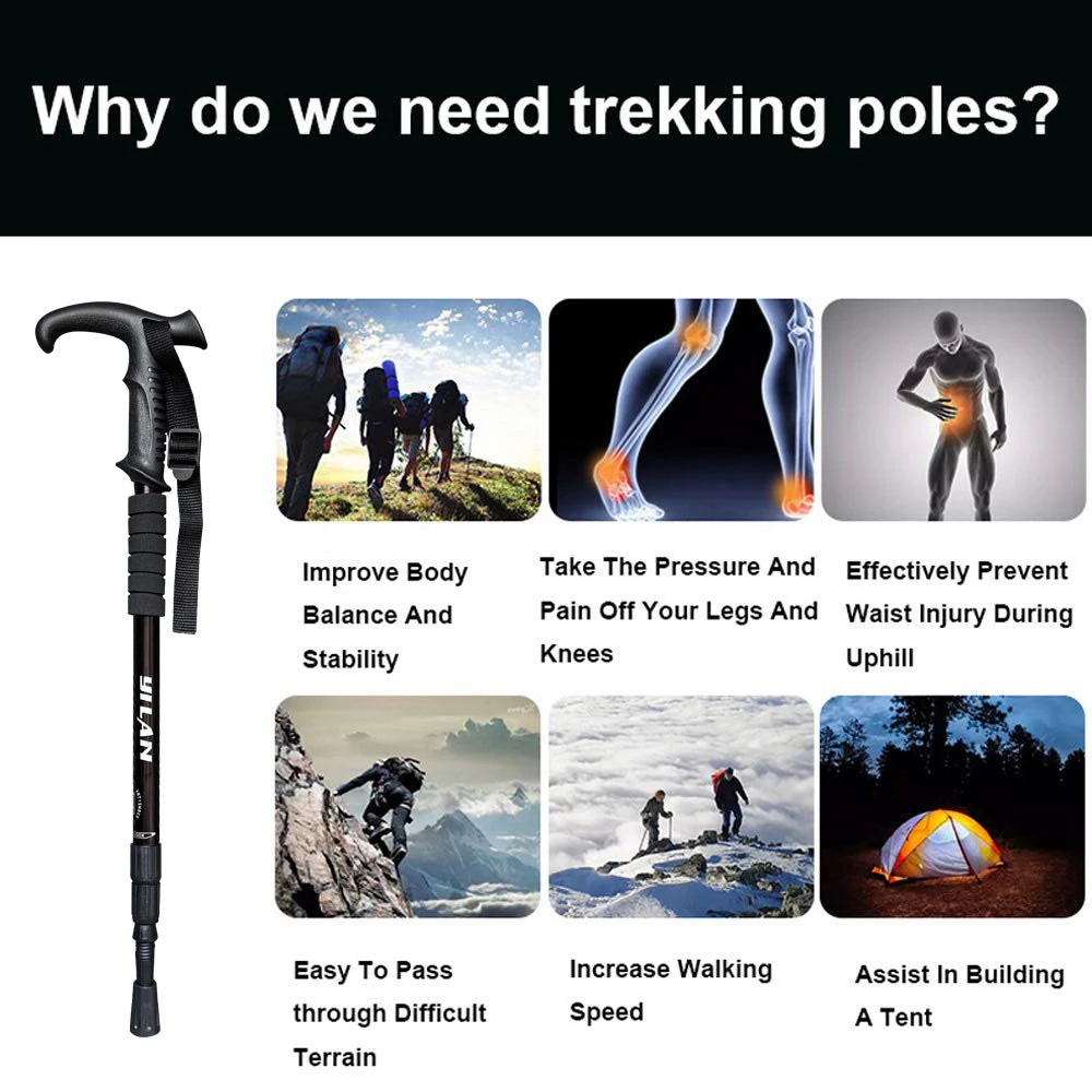 Ultralight Shock Absorbing Aluminum Hiking Poles For Trekking