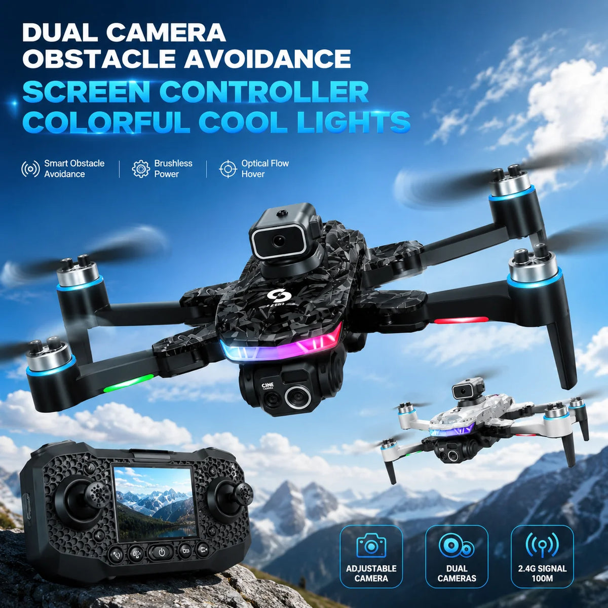 ZNLYRION Foldable Brushless Drone With Dual HD Cameras