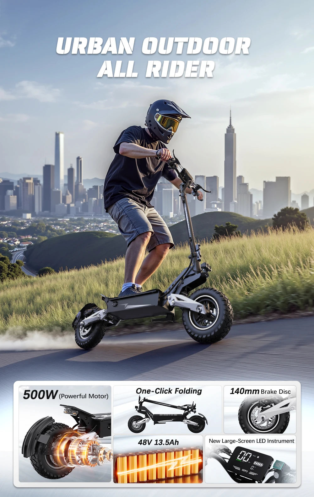 OOTD T10 Adult Foldable Electric Scooter With Efficient Power System