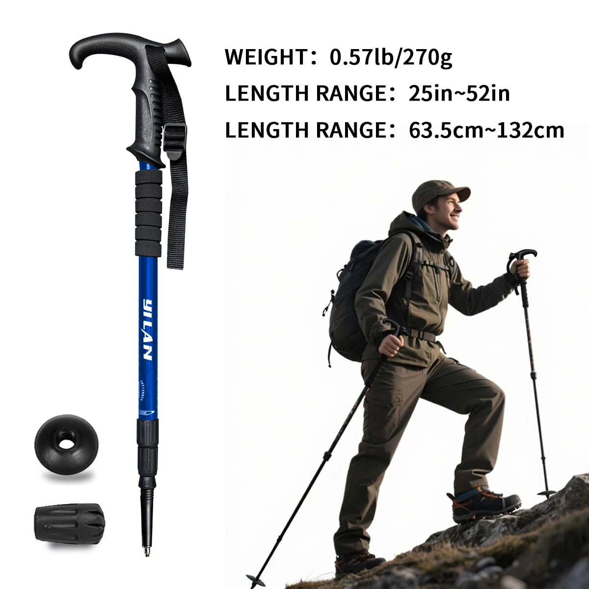 Ultralight Shock Absorbing Aluminum Hiking Poles For Trekking