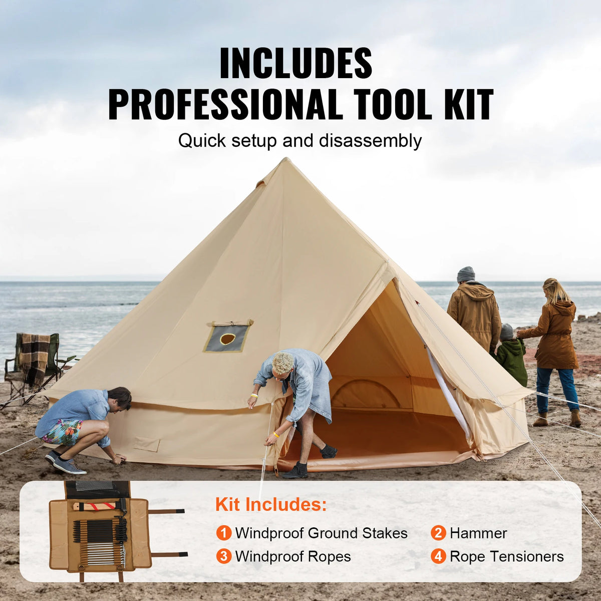 SucceBuy Canvas Bell Tent For Winter Outdoor Camping Stove