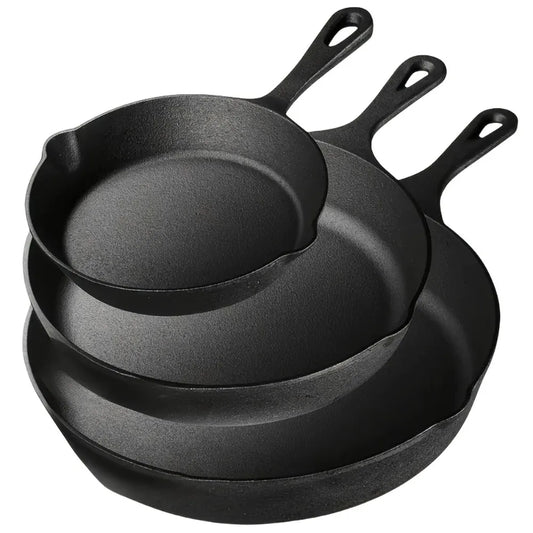 Pre Seasoned Cast Iron Skillet Set for Indoor Outdoor Cooking