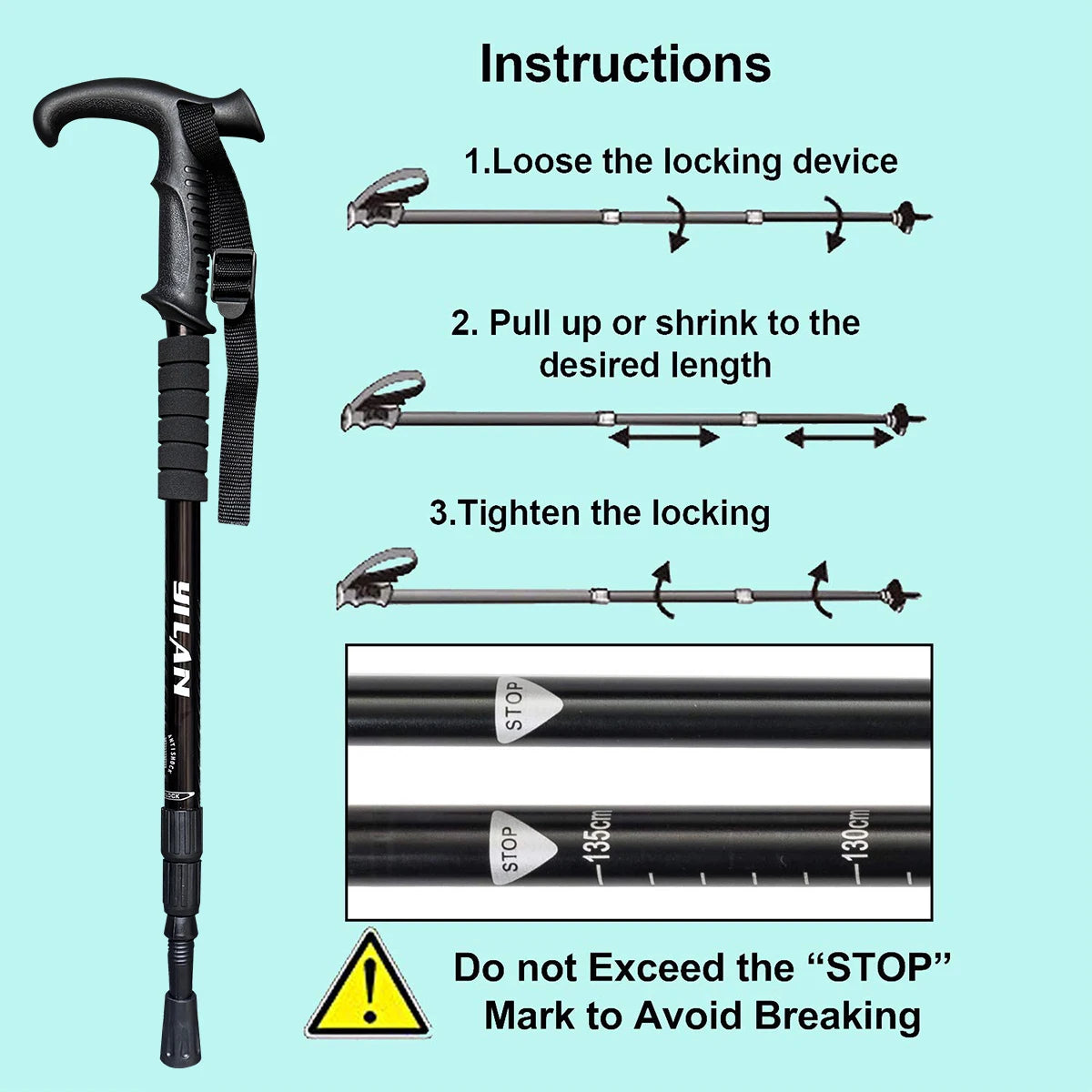 Ultralight Shock Absorbing Aluminum Hiking Poles For Trekking